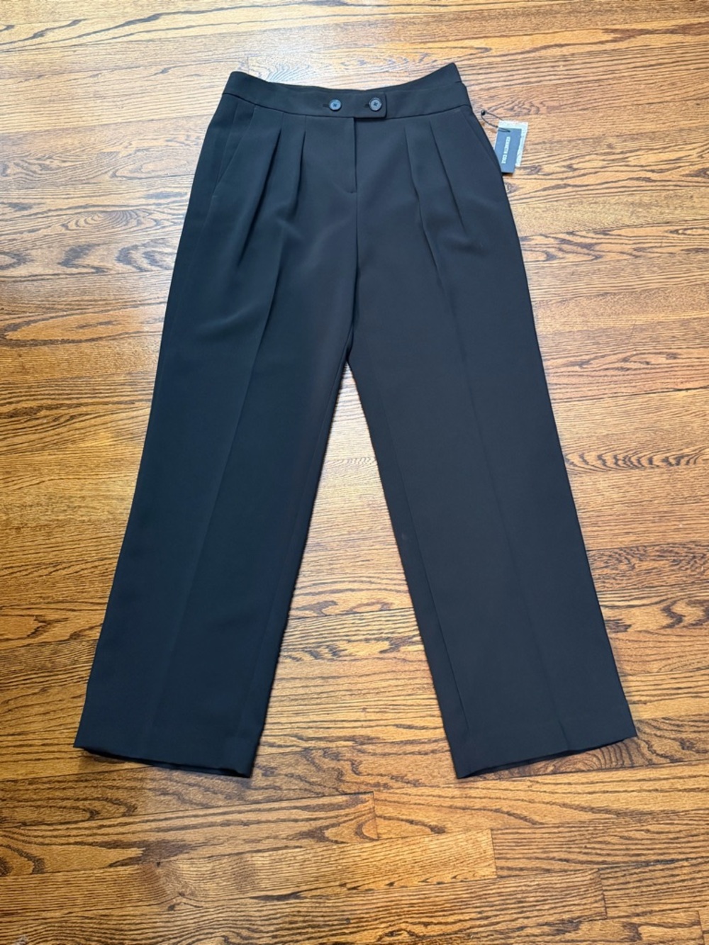 Kenneth Cole Black Pleated Wide-Leg Dress Pants